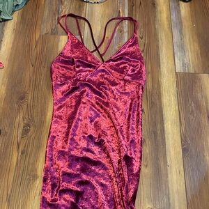 Velvet Burgundy Slip Midi Dress